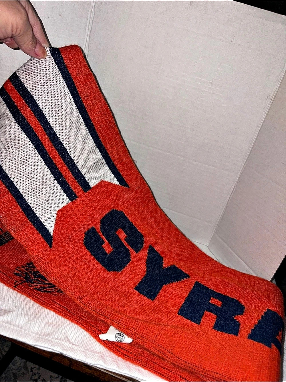 Syracuse University Striped Fringe Scarf in Orange & Blue